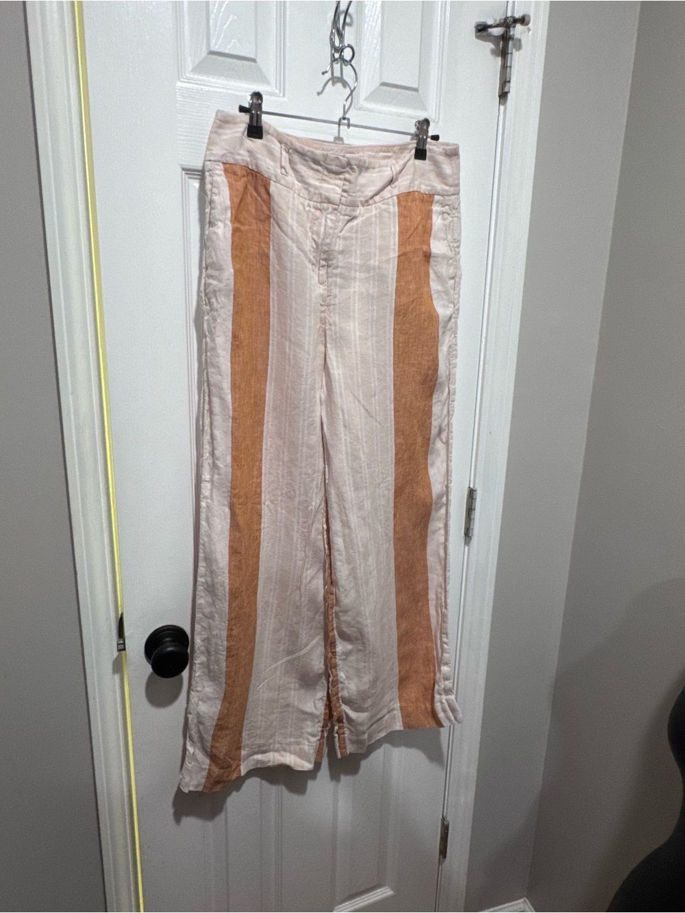 ett:twa by Anthropologie Linen Blend Wide Leg Pants Size 8 Neutral Stripe